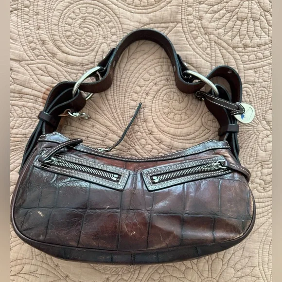 Dooney And Bourke Croc Embossed Hobo Shoulder - Picture 7 of 15